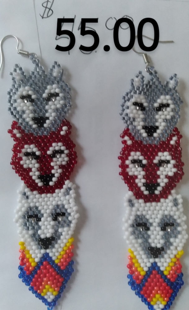 Wolf beaded earrings
